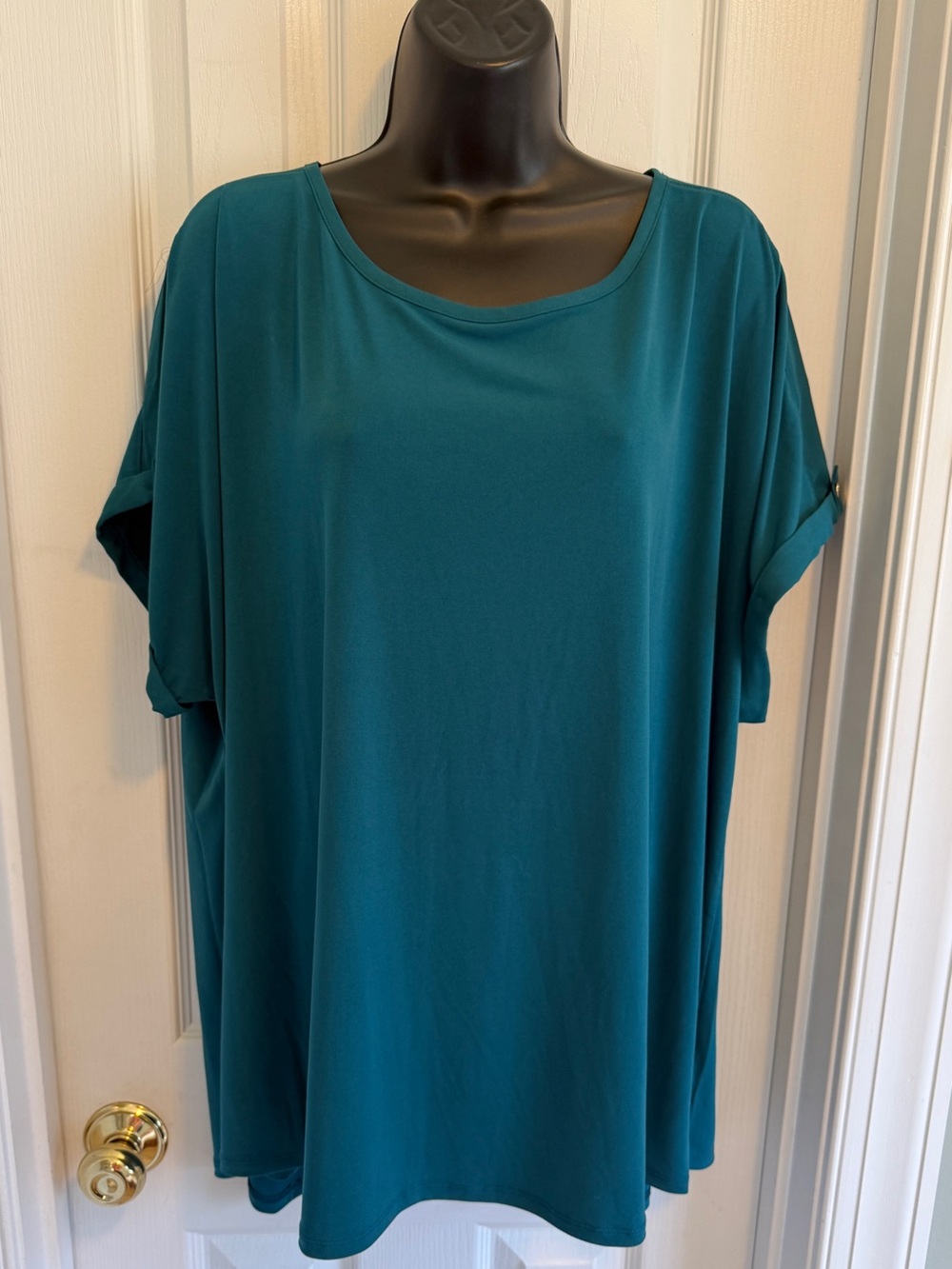 Cato Relaxed Teal Scoop Neck Women's Top